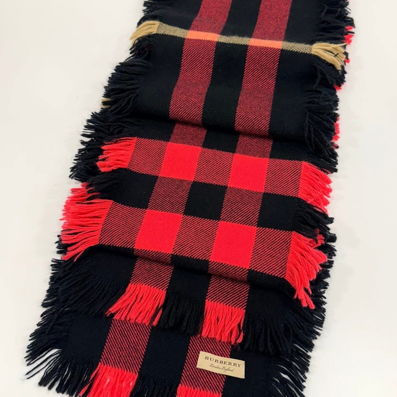 BURBERRY 蘇格蘭精紡羊毛格紋圍巾-6