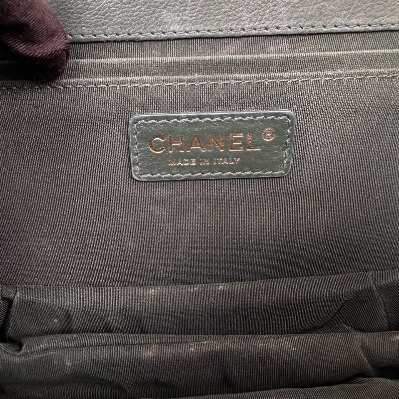 Chanel 牛皮風琴菱格鏈條包 綠色-11