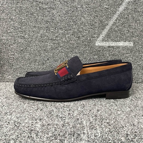 LV 路易威登 藍黑色麂皮馬銜扣樂福鞋 40.5碼