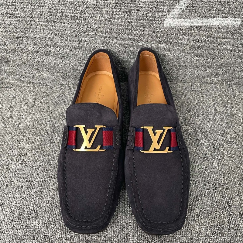 LV 路易威登 藍黑色麂皮馬銜扣樂福鞋 40.5碼-1
