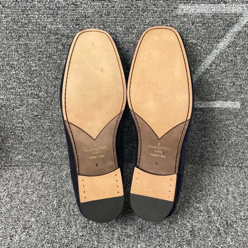 LV 路易威登 藍黑色麂皮馬銜扣樂福鞋 40.5碼-2