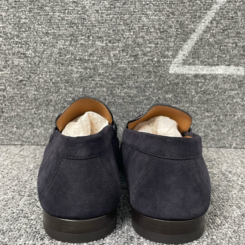 LV 路易威登 藍黑色麂皮馬銜扣樂福鞋 40.5碼-5