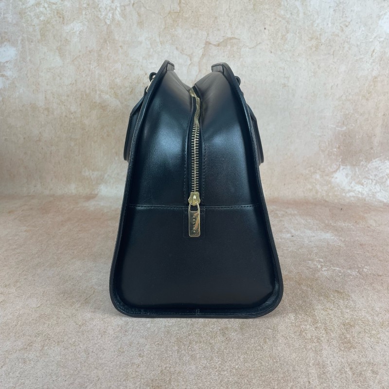 Celin 黑色box皮大骨頭浮雕logo保齡球包大號-2