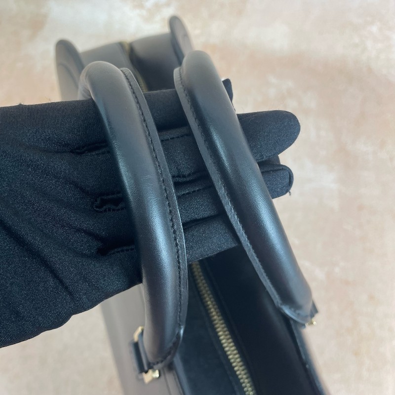 Celin 黑色box皮大骨頭浮雕logo保齡球包大號-6