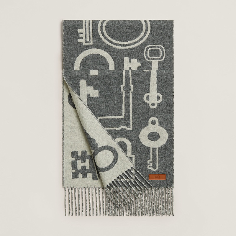 情人節禮物特選 Hermes 愛馬仕 純羊絨圍巾 頸巾 muffler 新款鎖頭 cashmere 全新連盒連影印單-0