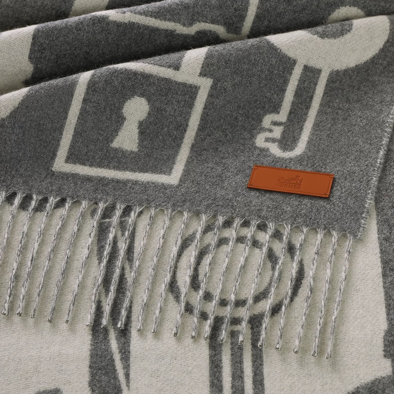 情人節禮物特選 Hermes 愛馬仕 純羊絨圍巾 頸巾 muffler 新款鎖頭 cashmere 全新連盒連影印單-1