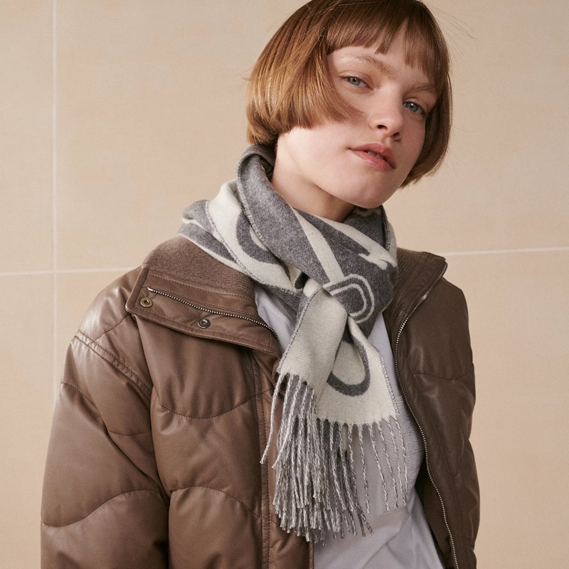 情人節禮物特選 Hermes 愛馬仕 純羊絨圍巾 頸巾 muffler 新款鎖頭 cashmere 全新連盒連影印單-2