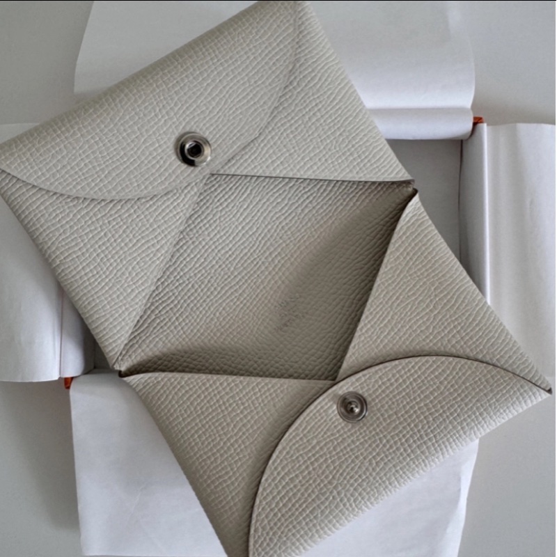 情人節禮物特選 Hermes Calvi 皮夾 全新Craie 奶油粉筆白色-2