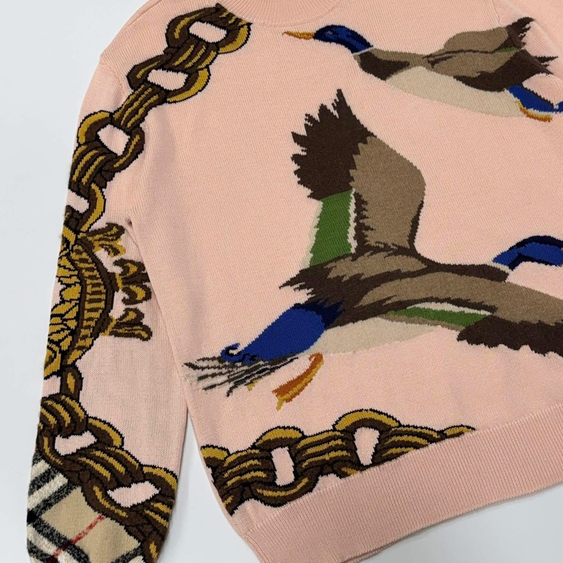 BURBERRY 提花圖案巴洛克風格鏈條羊毛混羊絨上衣-5