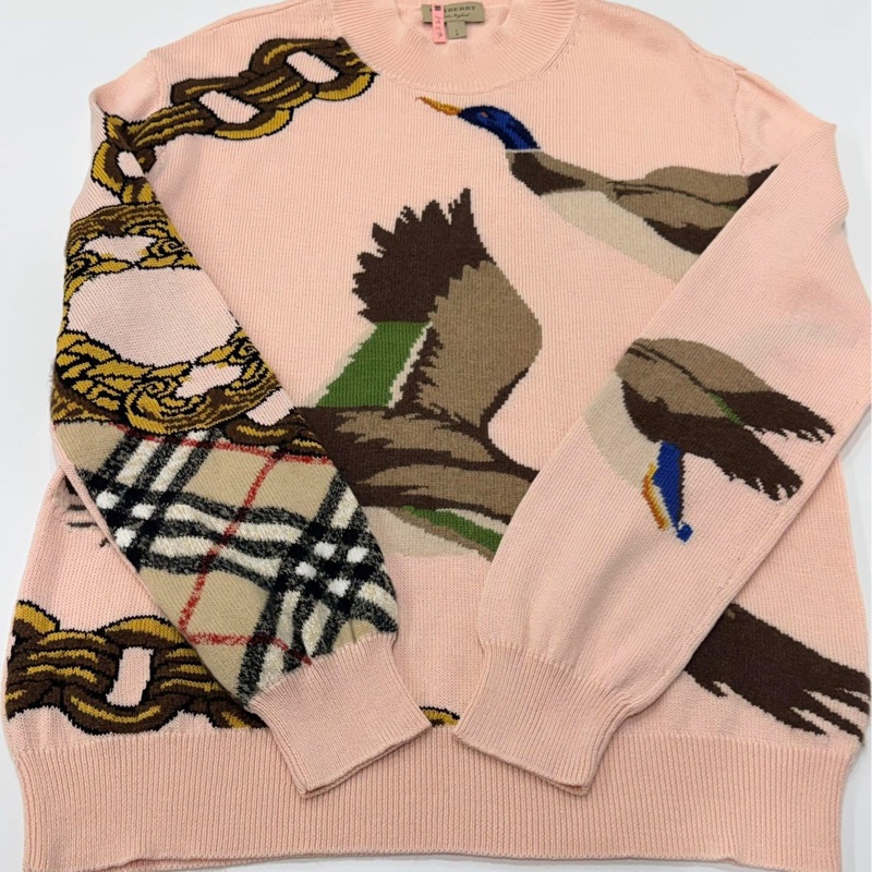 BURBERRY 提花圖案巴洛克風格鏈條羊毛混羊絨上衣-6