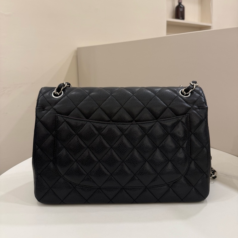 (超級甜價)Chanel香奈兒 cf30 jumbo黑銀-1