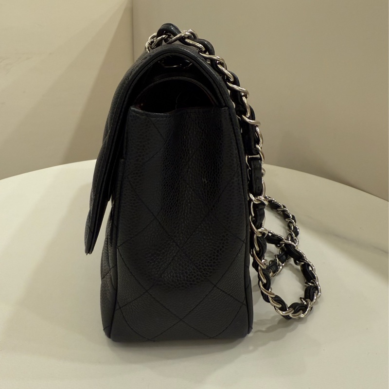 (超級甜價)Chanel香奈兒 cf30 jumbo黑銀-2