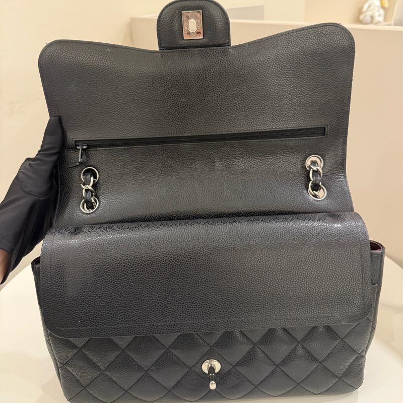 (超級甜價)Chanel香奈兒 cf30 jumbo黑銀-7