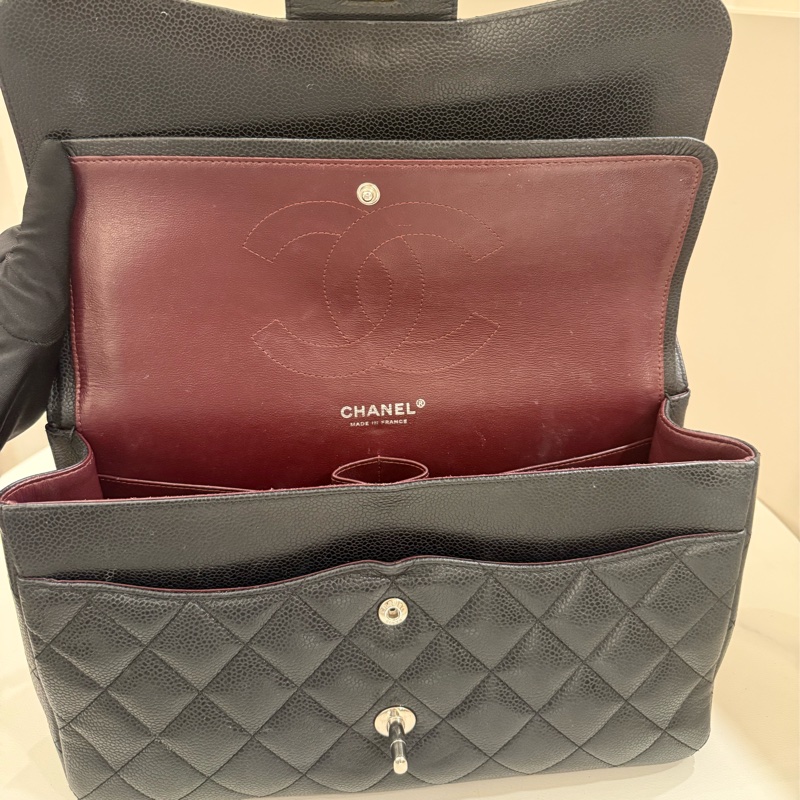 (超級甜價)Chanel香奈兒 cf30 jumbo黑銀-8