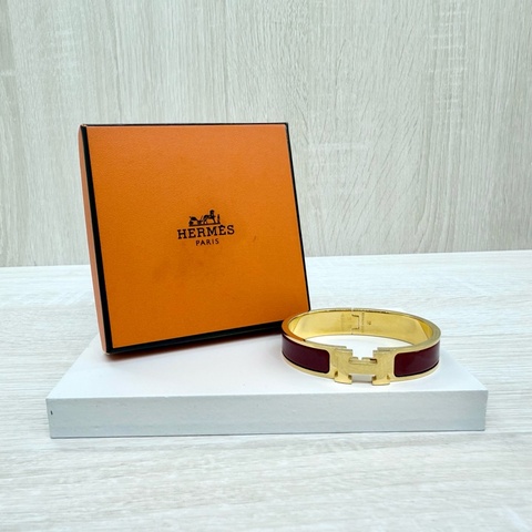 Hermes手環紅色金釦CLIC H琺瑯手環