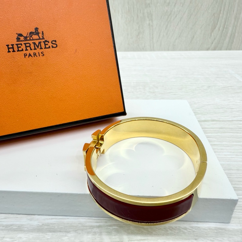 Hermes手環紅色金釦CLIC H琺瑯手環-2