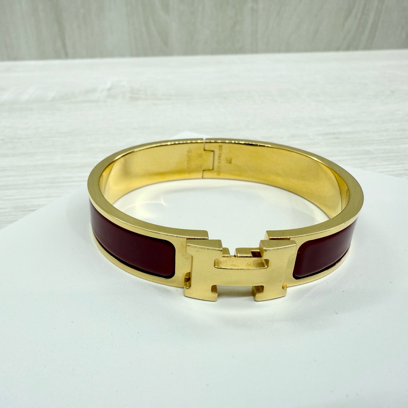Hermes手環紅色金釦CLIC H琺瑯手環-3