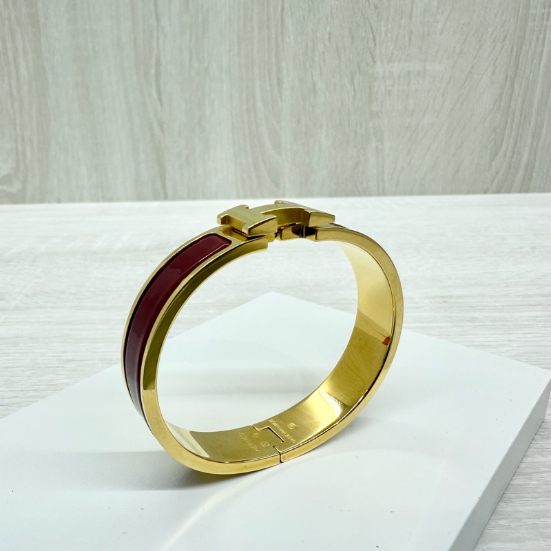 Hermes手環紅色金釦CLIC H琺瑯手環-5