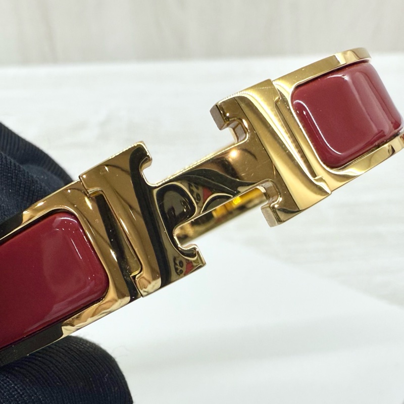 Hermes手環紅色金釦CLIC H琺瑯手環-6