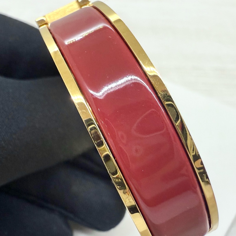 Hermes手環紅色金釦CLIC H琺瑯手環-7