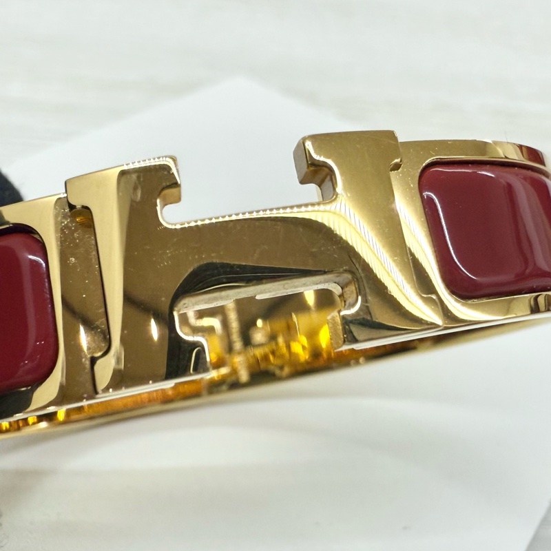 Hermes手環紅色金釦CLIC H琺瑯手環-8