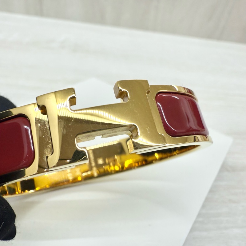 Hermes手環紅色金釦CLIC H琺瑯手環-9