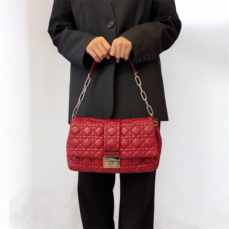 DIOR深紅銀釦New Lock Cannage腋下鏈包M9803PSSQ-2