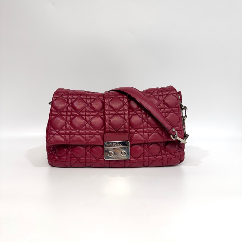 DIOR深紅銀釦New Lock Cannage腋下鏈包M9803PSSQ-3