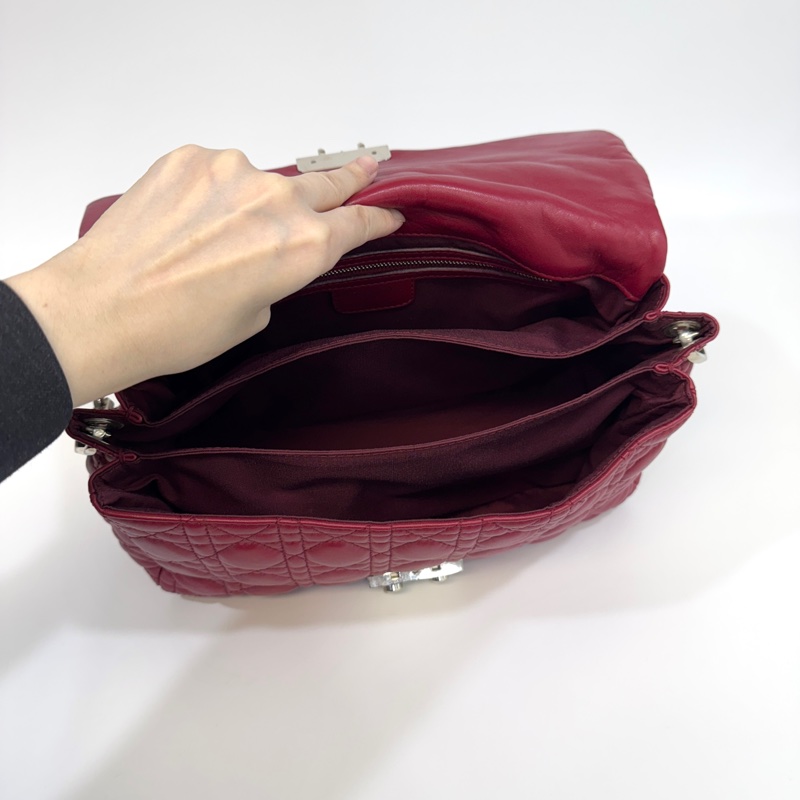 DIOR深紅銀釦New Lock Cannage腋下鏈包M9803PSSQ-8