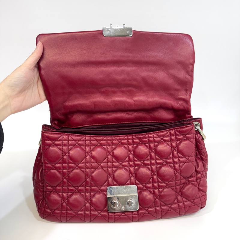 DIOR深紅銀釦New Lock Cannage腋下鏈包M9803PSSQ-12