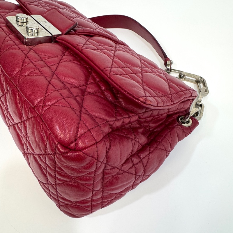 DIOR深紅銀釦New Lock Cannage腋下鏈包M9803PSSQ-13