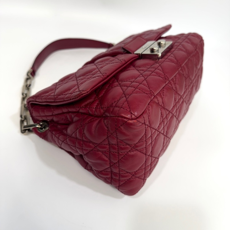 DIOR深紅銀釦New Lock Cannage腋下鏈包M9803PSSQ-14
