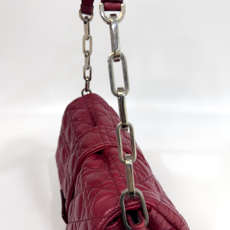 DIOR深紅銀釦New Lock Cannage腋下鏈包M9803PSSQ-20