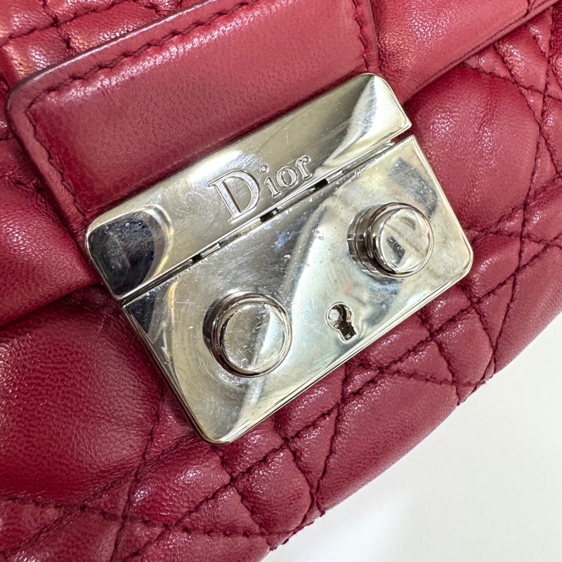 DIOR深紅銀釦New Lock Cannage腋下鏈包M9803PSSQ-21