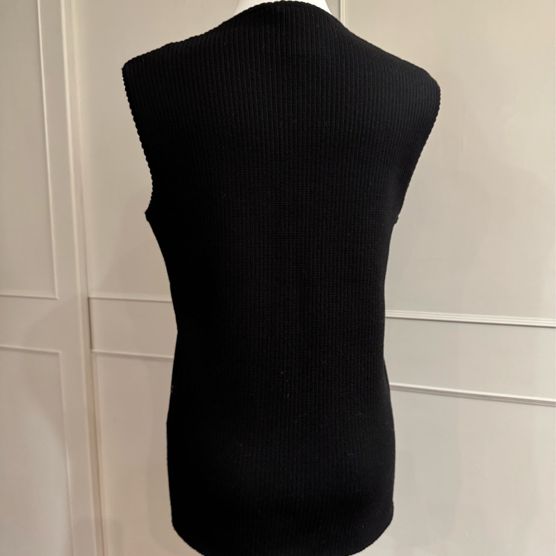 全新CHANEL 香奈兒黑色V領毛衣F46/L~XL-5