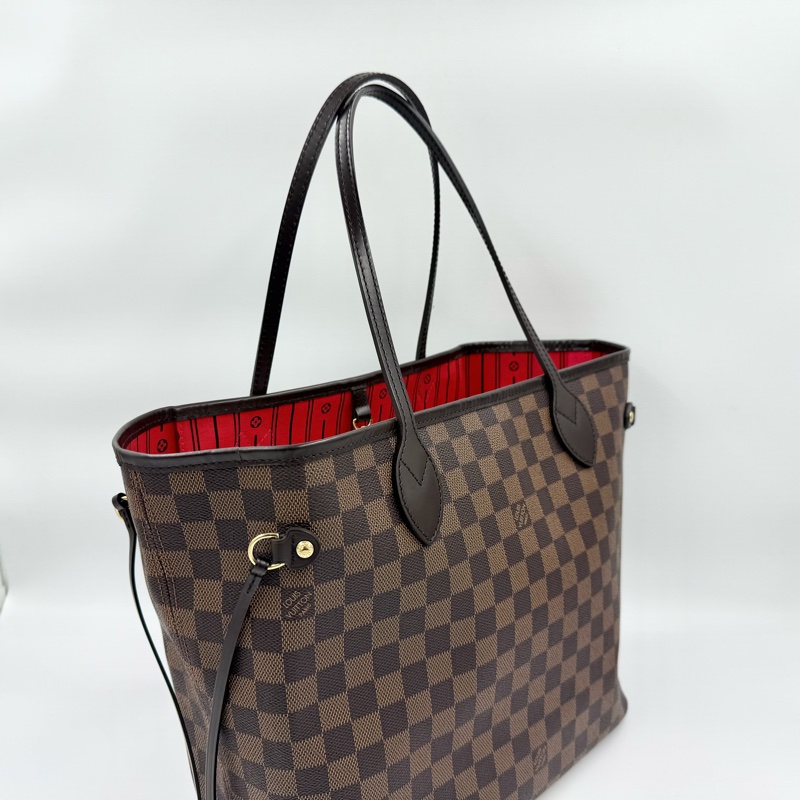 LV咖啡色棋盤格neverfull MM托特包/N41358-4