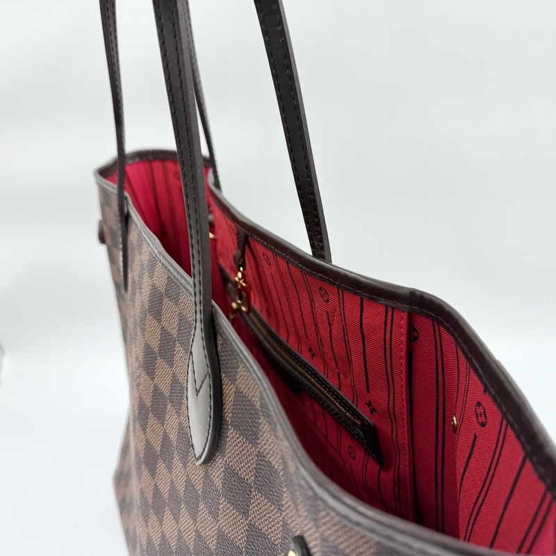 LV咖啡色棋盤格neverfull MM托特包/N41358-12