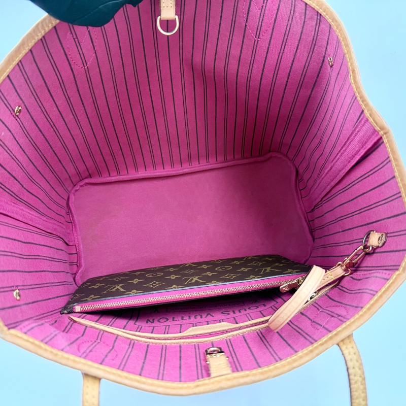 LV原花拼牡丹紅色內裡NEVERFULL MM /M41178-8