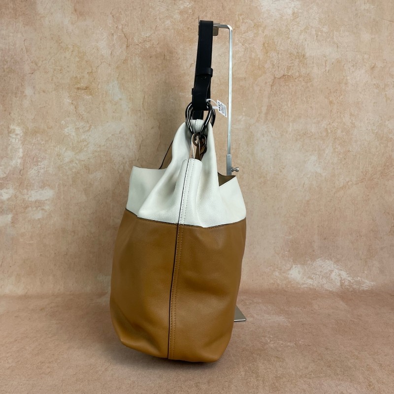 Delvaux 焦糖色拼白色托特包 肩背包-3