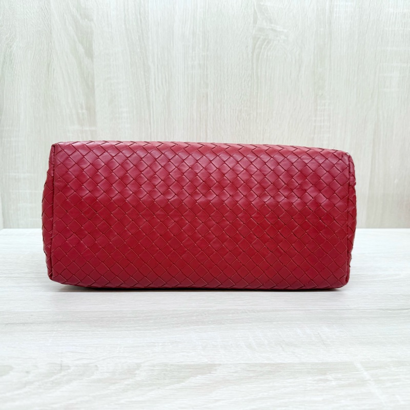 BV紅色小編織三層手提風琴包-4