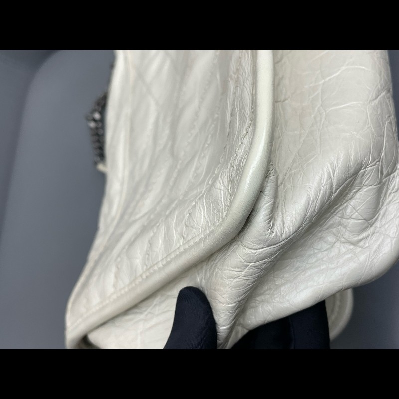 YSL Niki 中號 D扣 奶油白油蠟皮肩背包斜背包-13