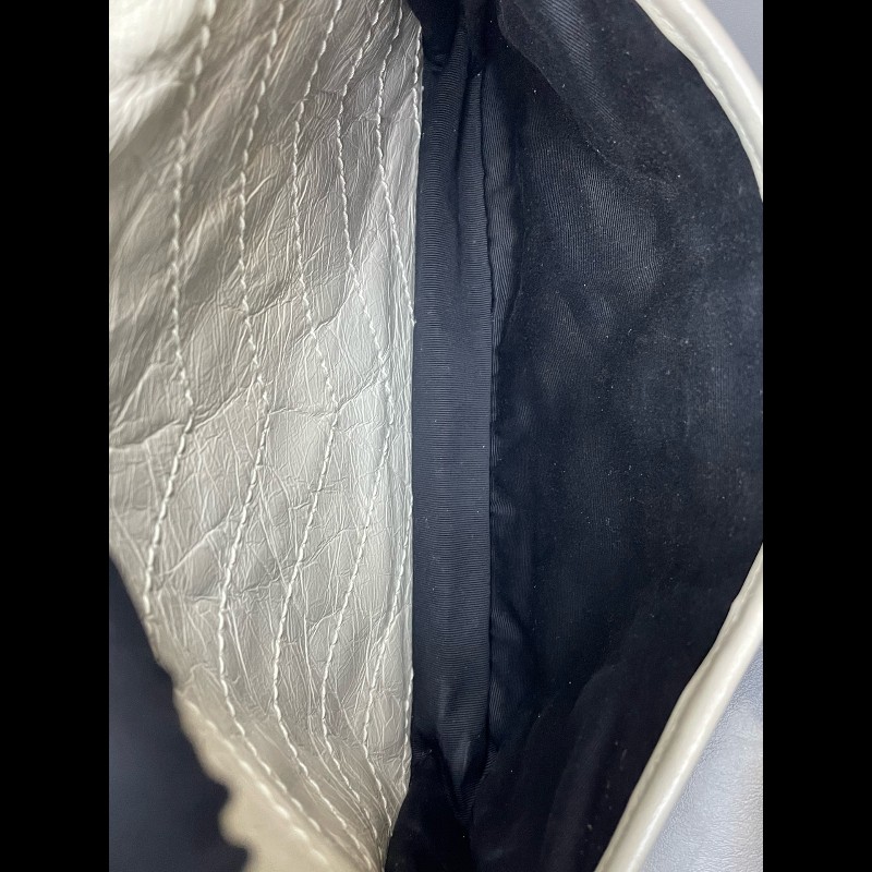 YSL Niki 中號 D扣 奶油白油蠟皮肩背包斜背包-23