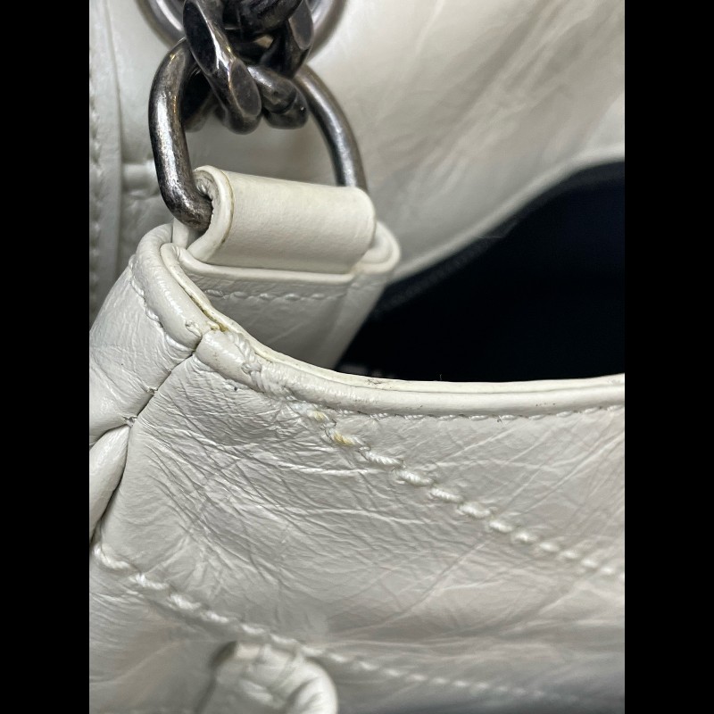 YSL Niki 中號 D扣 奶油白油蠟皮肩背包斜背包-25