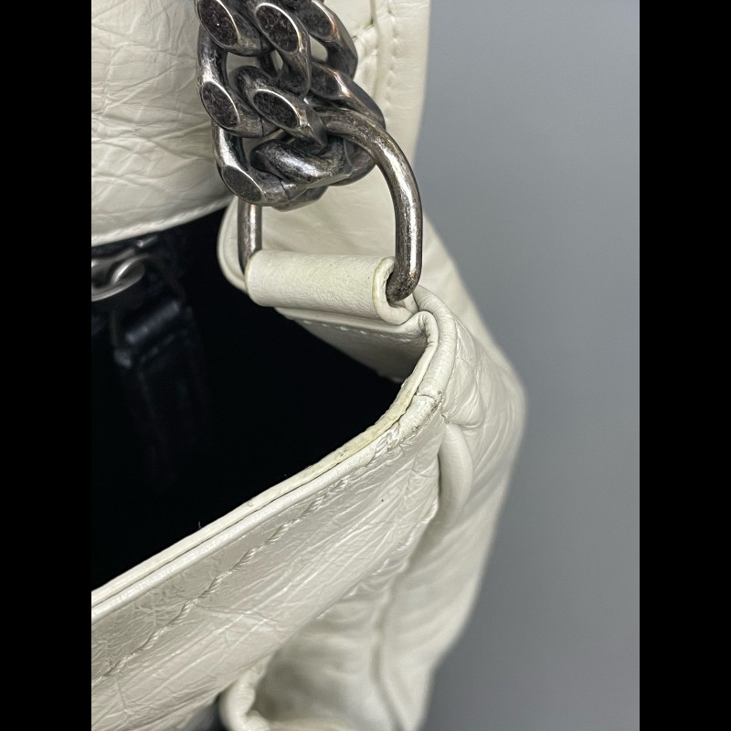 YSL Niki 中號 D扣 奶油白油蠟皮肩背包斜背包-26