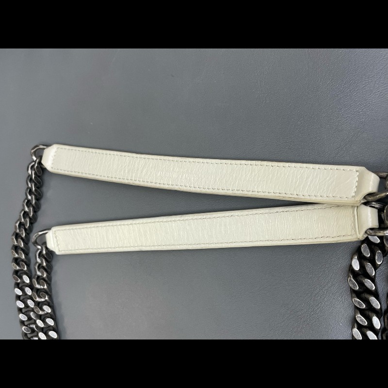 YSL Niki 中號 D扣 奶油白油蠟皮肩背包斜背包-28