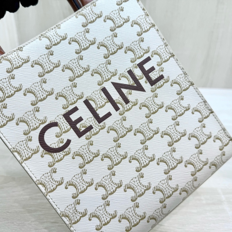 CELINE白色凱旋門老花TRIOMPHE拚咖牛皮手提側背琴譜包-10