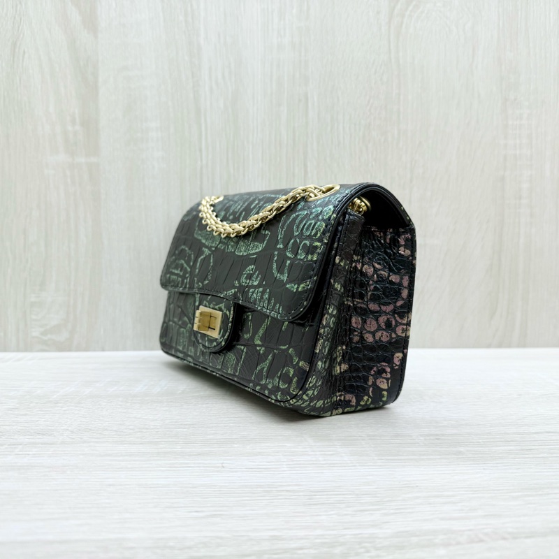 CHANEL黑金鱷魚壓紋牛皮MINI2.55埃及系列下蓋包-2