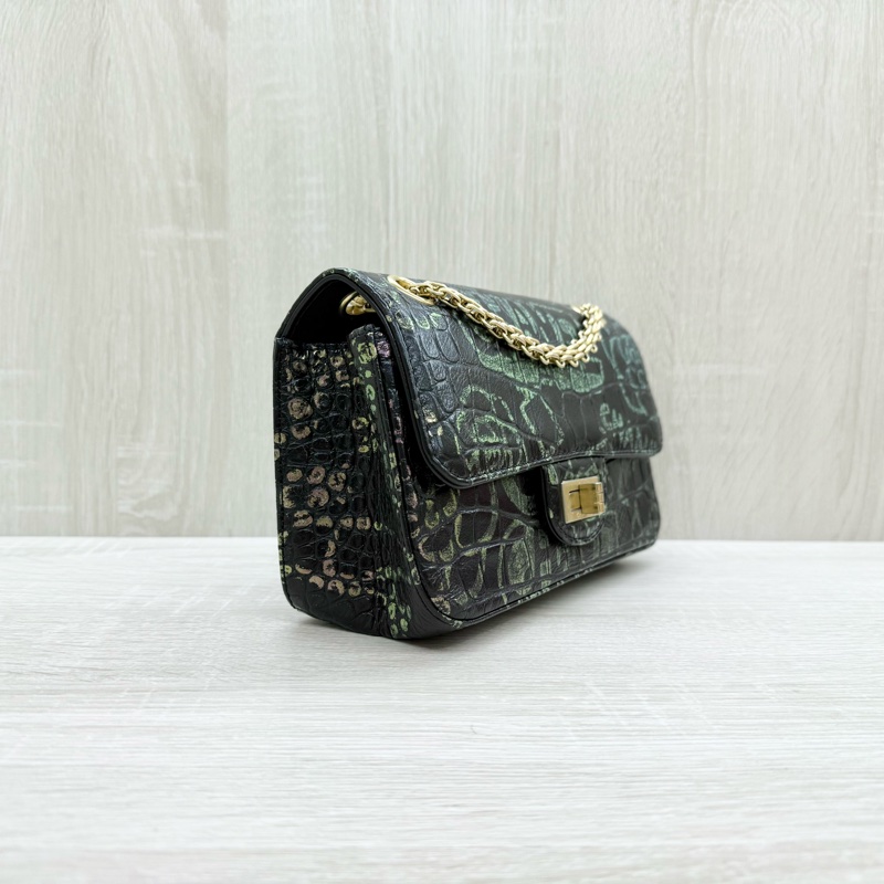 CHANEL黑金鱷魚壓紋牛皮MINI2.55埃及系列下蓋包-3