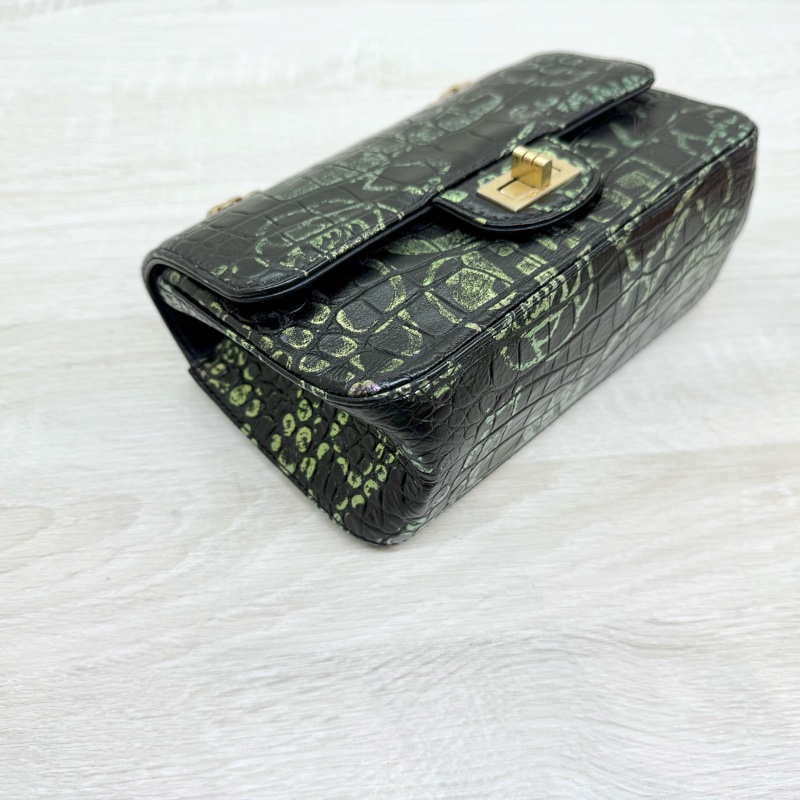 CHANEL黑金鱷魚壓紋牛皮MINI2.55埃及系列下蓋包-6