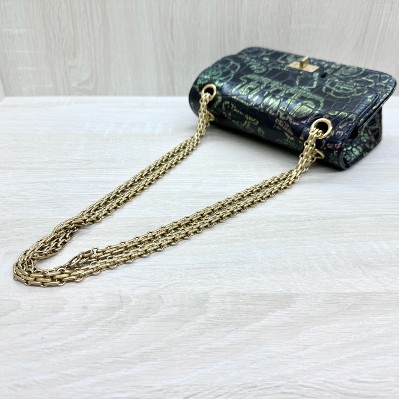 CHANEL黑金鱷魚壓紋牛皮MINI2.55埃及系列下蓋包-13